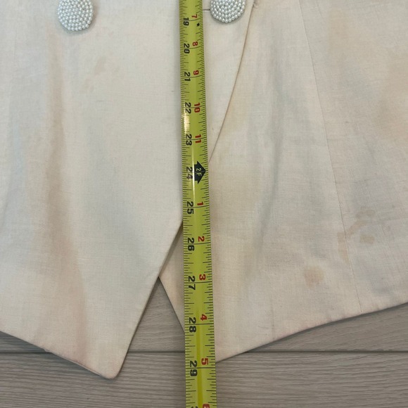 VTG Anne French Cream Ramie Embellished Collar Short Sleeve Blazer Jacket - Picture 6 of 8